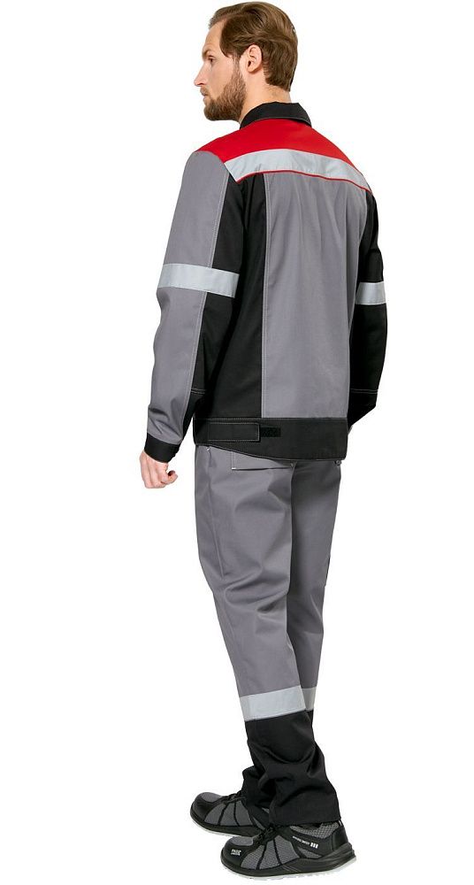 Куртка мужская рабочая летняя для ИТР Виват серо-черно-красная